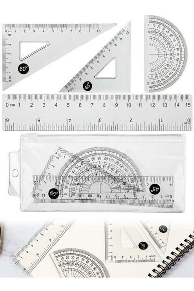 Generic 4 PCS Math Geometry Tools, Kit Includes Straight Ruler, Triangle Rule...