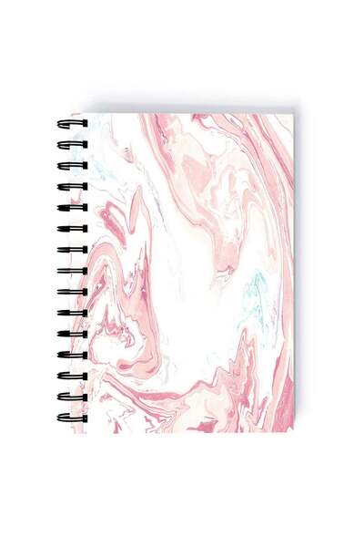 Generic Spiral A5 Notebook Marble Pattern Elegant Design White Pink Aesthetics