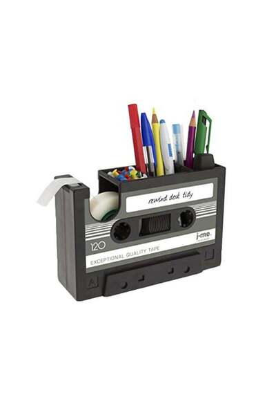 Generic Stainless Steel Cassette Tape Dispenser Pen Holder Black