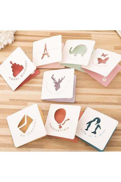 Generic 8 PCS Small Hollow Greeting Cards with Different Designs – Elegant Cu...