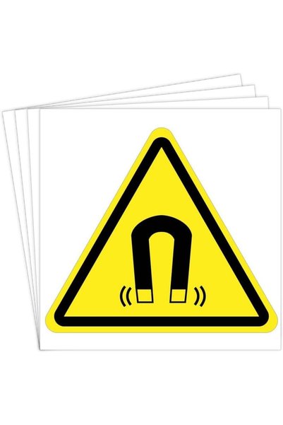 Generic ARS® Strong Magnetic Field Warning Stickers, 4-Pack Yellow Triangular...