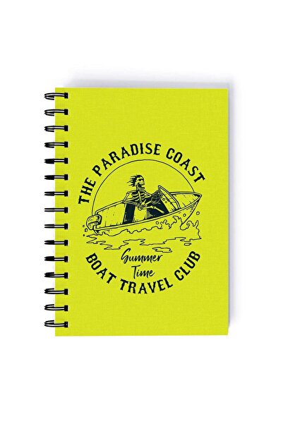 Generic Spiral A5 Notebook Camping Funny Boat Boat Travel Club Green Aesthetic