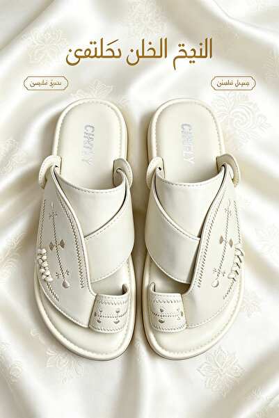 Al Masheel Store Comfortable Summer Footwear with Intricate Cross-Stitching