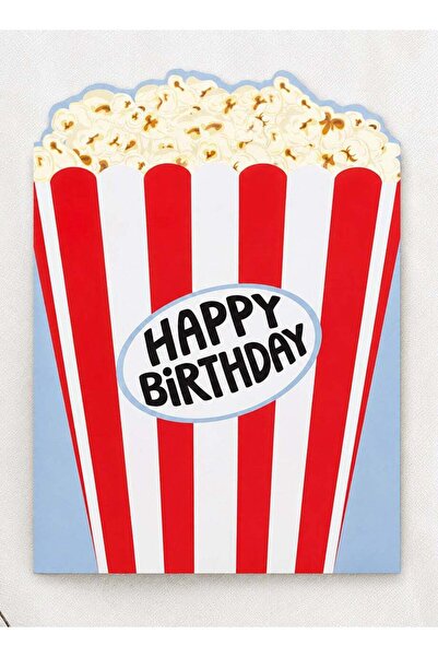 Generic Happy Birthday Popcorn Greeting Card, Fun Celebration Design for Movi...