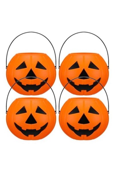 Generic 4Pcs Plastic Pumpkin Buckets, Halloween Candy Baskets