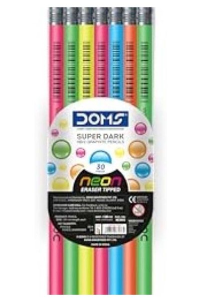 Generic Doms Neon Rubber Tipped HB/2 Graphite Pencil Set - Jar Pack, 30 Piece...