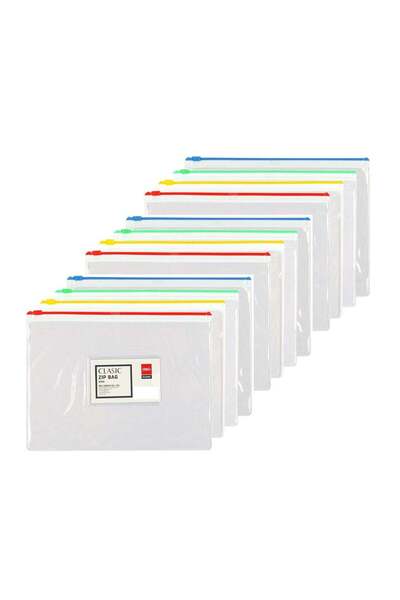 Generic 12-Piece A5 Size Zipper Bag Assorted Colours