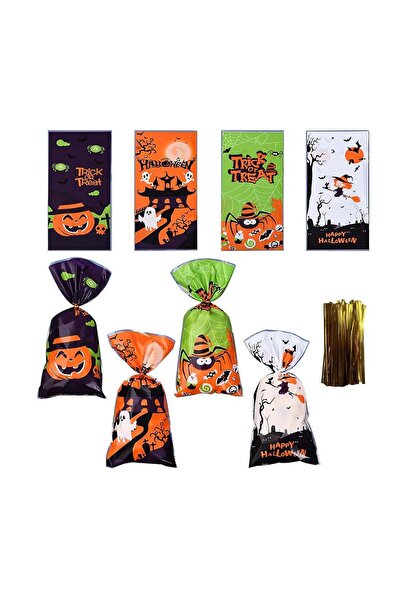 Generic 200PCS Halloween Candy Treat Bags, Clear Cellophane Goodies Bags with...