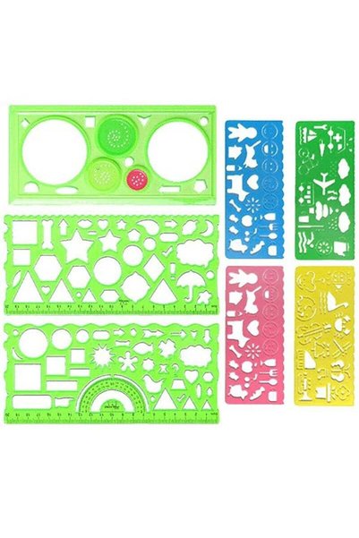 Generic 7-Piece Clear Drawing Ruler Set, Circle Stencil, Children's Drawing S...