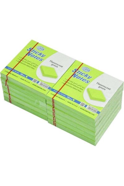 Generic FIS Sticky Notes, Fluorescent Green, 3 x 3 Inch, 100 Sheets per Pad, ...