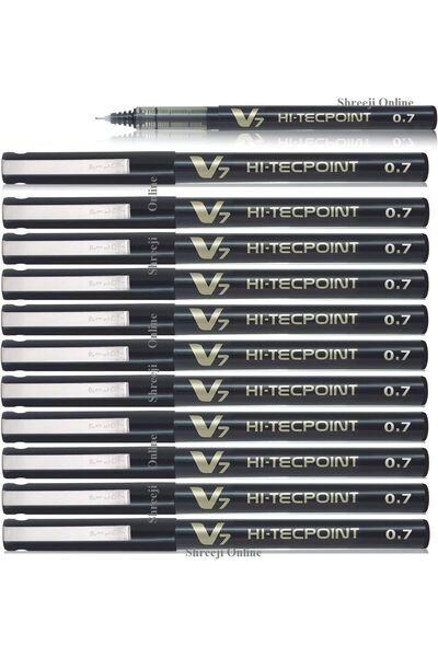 Generic HI-TECPOINT V7 Pilot Pen Set - 12 Black Pens