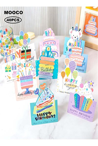 Generic 40PCS Birthday Cards,3D Cake Birthday Postcard,Birthday Party Greetin...