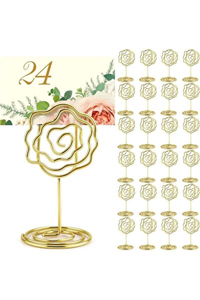Generic Table Number Holders, Rose-Shaped Card Holders, Metal Clips for Photo...