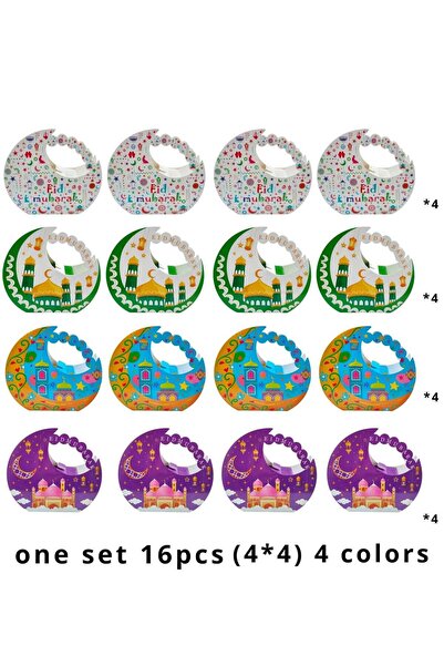 Generic 16pcs Eid Mubarak Moon-Shape Paper Gift Box With Handle