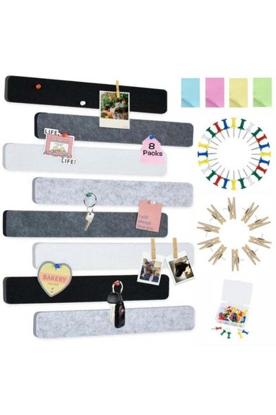 Generic 8 pcs Bulletin Board Bar Strips with 50 Push Pins & 10 Wooden Clip pi...