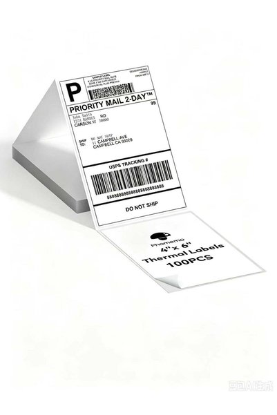Generic 4-inch x 6-inch fan-shaped foldable thermal labels, compatible with R...