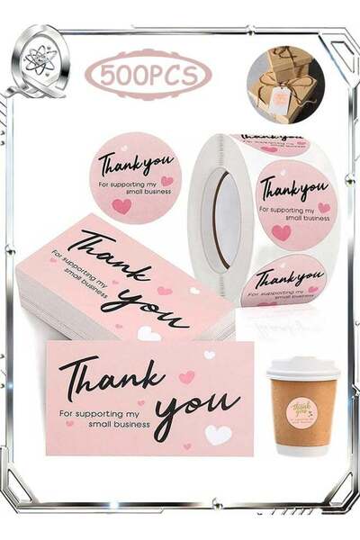 Generic Thank You Cards and Stickers Set, Thank Stickers, for Retail Store Pa...