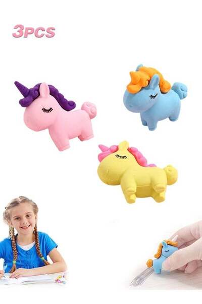 Generic 3 Pcs Unicorn Erasers, Cute Erasers for Kids Bulk, Unicorn Party Favo...