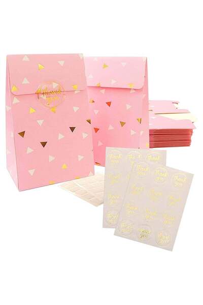 Generic 24 Pack Gift Bags Paper Goodies Bags - Party Favor Bags, Pink Treat B...