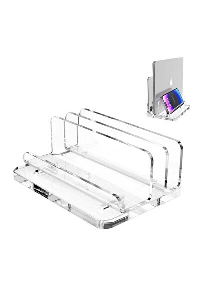 Generic 3-in-1 Acrylic Vertical Laptop Stand for Desk, Adjustable Clear 3-Slo...