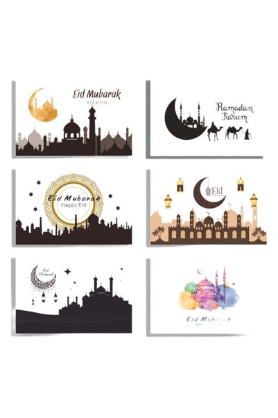 Generic 6 Piece Eid Mubarak Ramadan Kareem Greeting Cards with Envelope and S...
