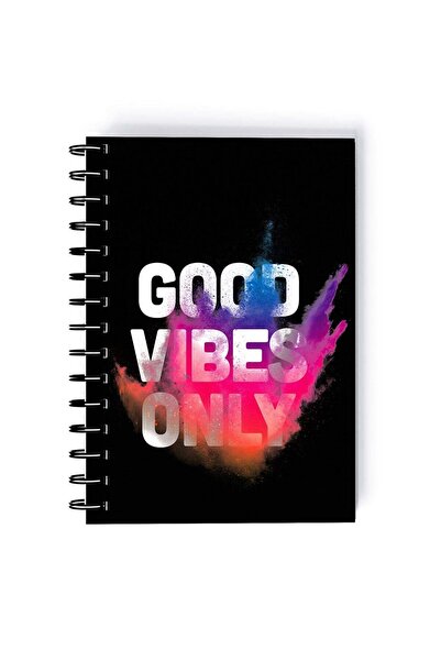 Generic Spiral A5 Notebook Typography Good Vibes Only Art Colorful