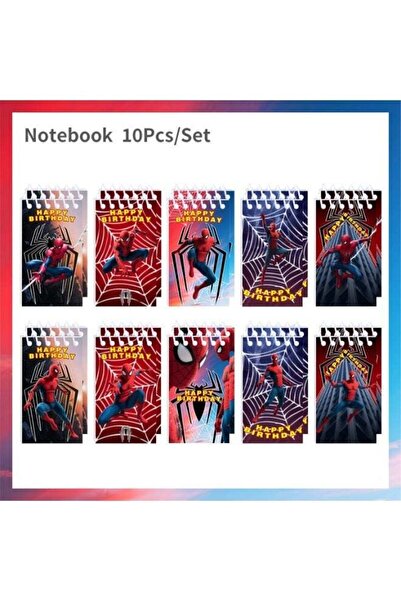 Generic Spiderman Happy Birthday Theme Notebook Set of 10 Kids Stationery Gif...