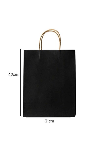 Generic Eco Friendly Black Kraft Gift Paper Bag With Strong Handle- 31X42cm