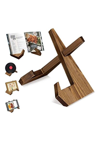 Generic 2pcs Cookbook Stand, Handmade Wooden Cookbook Holder, Recipe Book Hol...