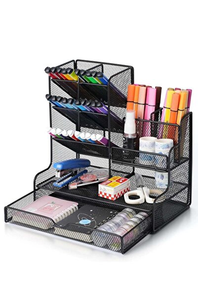 Generic Multi Functional Mesh Desk Organizer with Drawer and 12 Compartments ...