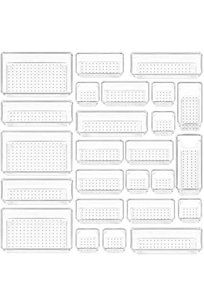 Generic 25-Piece Clear Plastic Drawer Organizers Set for Bathroom, Vanity, Ma...