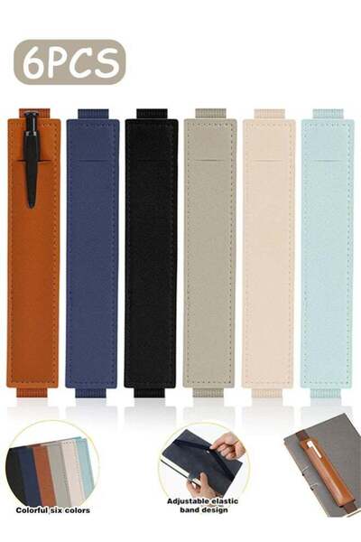 Generic 6 Pcs Adjustable PU Leather Pen Holders, Elastic Notebook Adjustable ...
