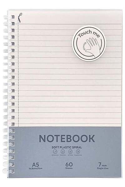 Generic 1-Piece A5 Size Thick Plastic Cover Notebooks with Soft Spiral Bindin...