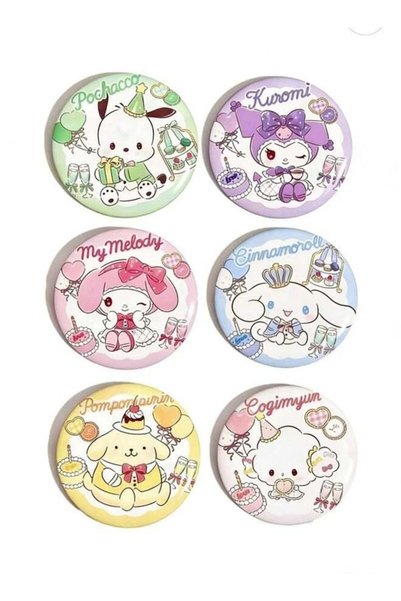 Generic 6 Pieces Sanrio Button Badges Round Badge Button Metal Button Pin Bad...