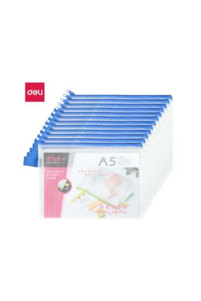 Generic Deli 5591 Mesh GRIDDING Zip Bag A5 Pack of 12 Blue - ideal for organi...