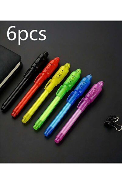Generic Invisible UV Fluorescent Pens 6Pcs Set, Secret Marker Pens with UV Li...