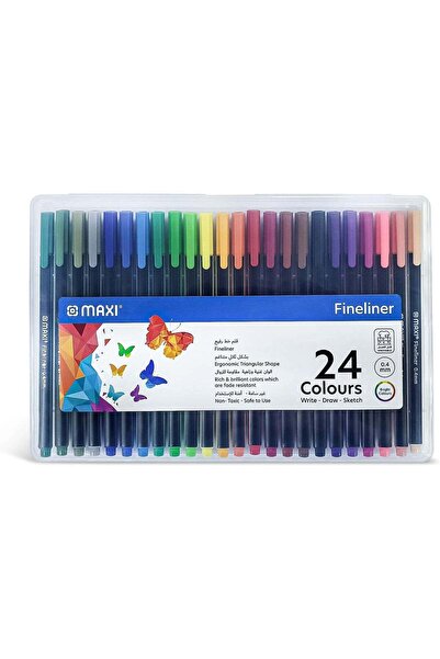 Generic MAXI Fineliner Triangular 0.4mm 24 Color Assorted Pens