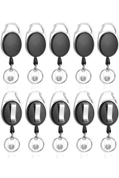 Generic 20 Pack Retractable Badge Reel with Carabiner Belt Clip and Key Ring ...
