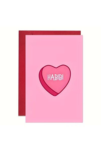 Generic Cute Valentine's Card Pink Aesthetic Card 1pc "Habibi" (Habibi Heart)