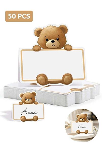 Generic 50 Pcs Bear Table Place Cards, Editable Name Place Cards, for Table S...