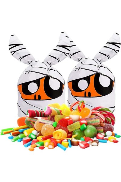 Generic 100 Pieces Candy Bags, Ghost Pattern Cookie Bags, Snack Bags Hallowee...