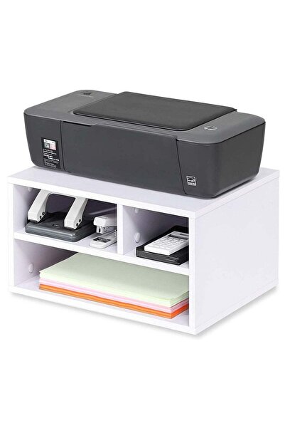 Generic Printer Stand with 3 Storage – White Desktop Paper Organizer for Offi...
