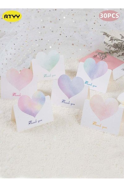 Generic 30 Pack Foldable Love Heart Greeting Cards, Assorted Color Romantic H...