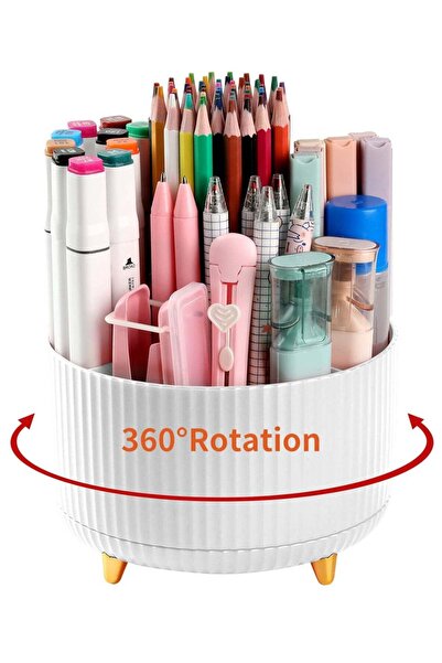 Generic Rotating Desk Pen Holder, 5-Slot 360° Spinning Pencil Organizer, Cute...
