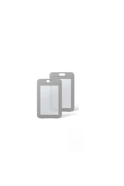 Generic Grey Vertical Hard Plastic ID Badge Holder with Double-Sided Clear Wi...