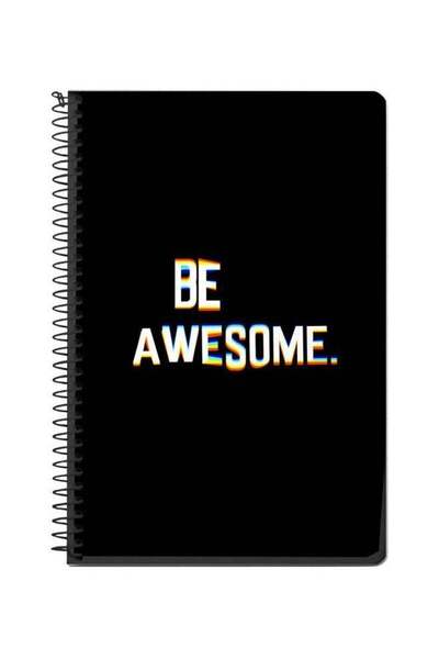 Generic A5 Be Awesome Printed Spiral Bound Notebook Black/White