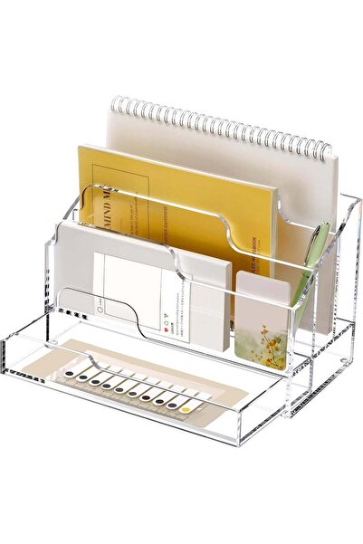 Generic ARS Acrylic Desk Organizer with Sliding Drawer - Clear Office Supplie...