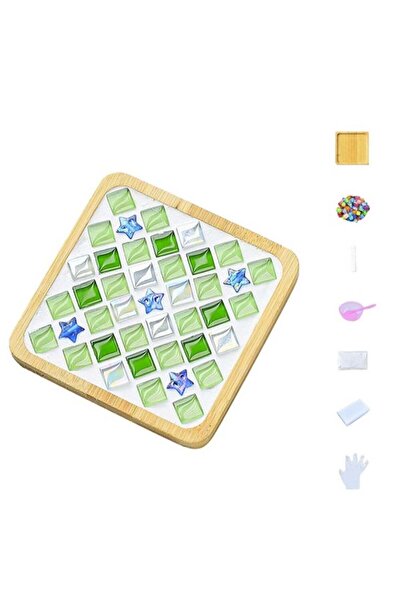 Generic DIY Glass Mosaic Tiles for Crafts,Mixed Color Mosaic Kit with Bamboo ...