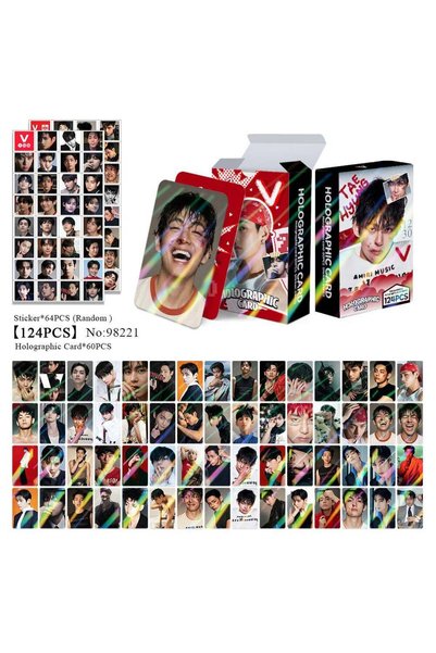 Generic BTS V 124PCS Holographic Cards & Star Stickers Set – 60PCS Holographi...