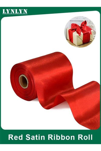Generic Red Satin Ribbon Roll, Solid Fabric Ribbon for Grand Opening Cutting ...
